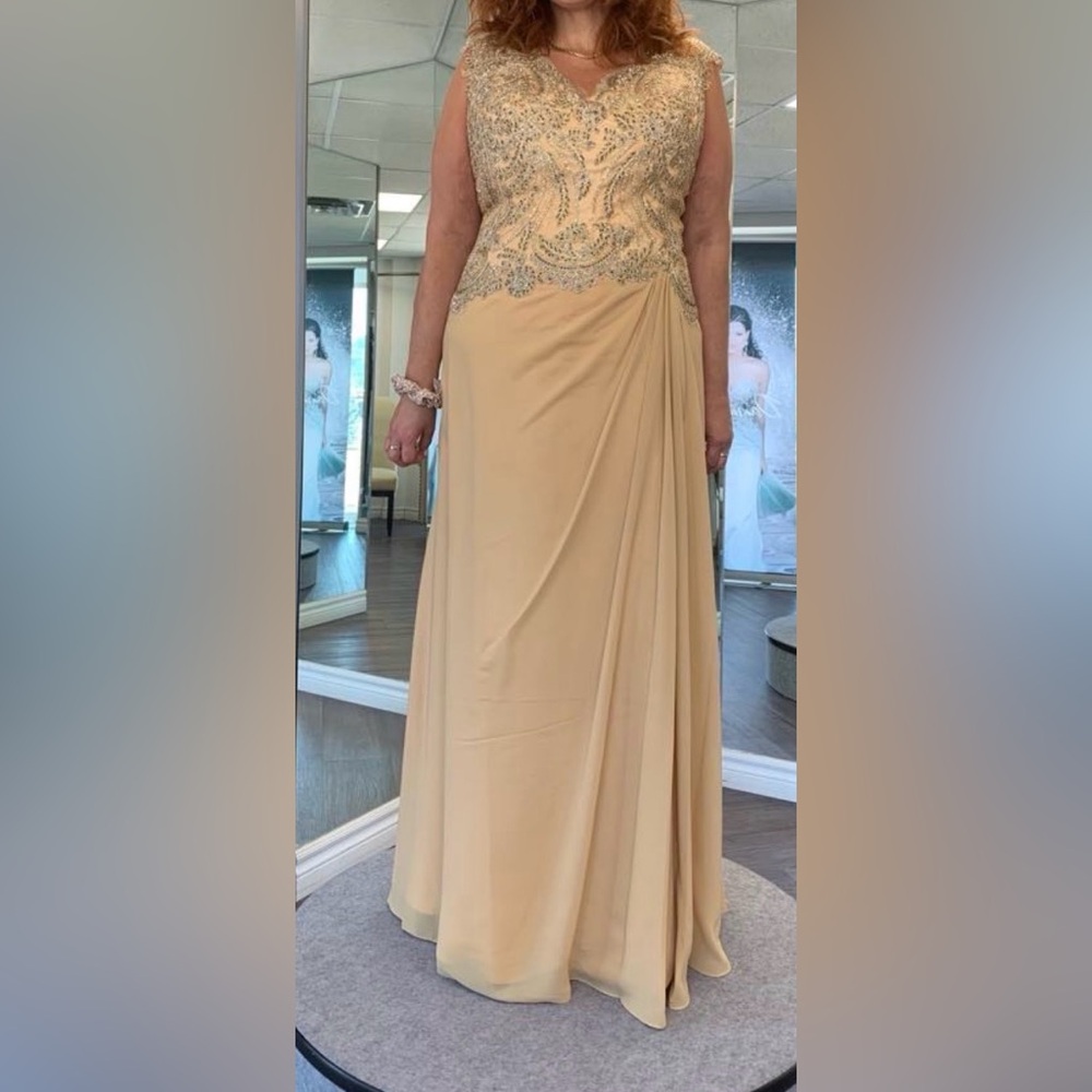 Elegant Gold Embellished Evening Gown